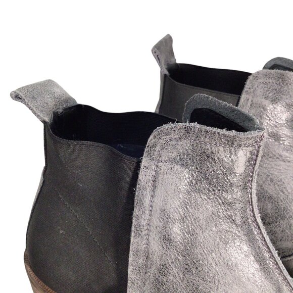 SIXTYSEVEN Anthropologie 39 Pull On Distressed Leather Ankle Boot Gored Low Heel - Picture 7 of 8